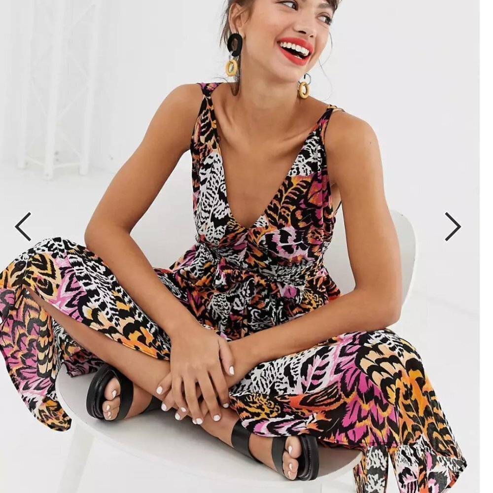 & Other Stories 10  skater dress in feather animal tropical print oversized loos